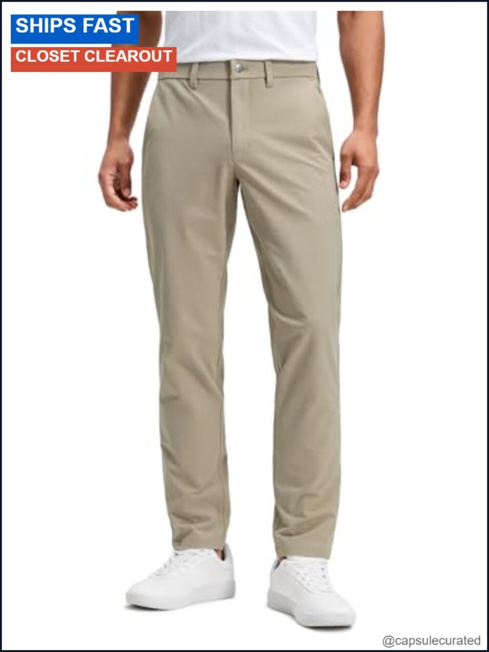 Stretch Cotton Chino Pants 32" Inseam Golf Trousers